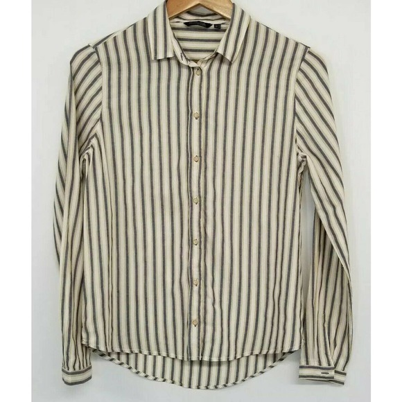 Mossimo Dutti Blue Tan Striped Button Down Shirt - Picture 2 of 6
